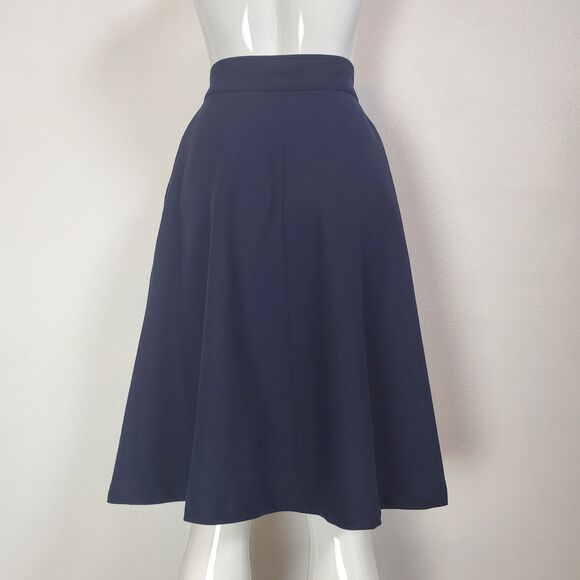 Vintage 60s/70s Bobbie Brooks Navy Pleated Wrap Skirt - Picture 4 of 14